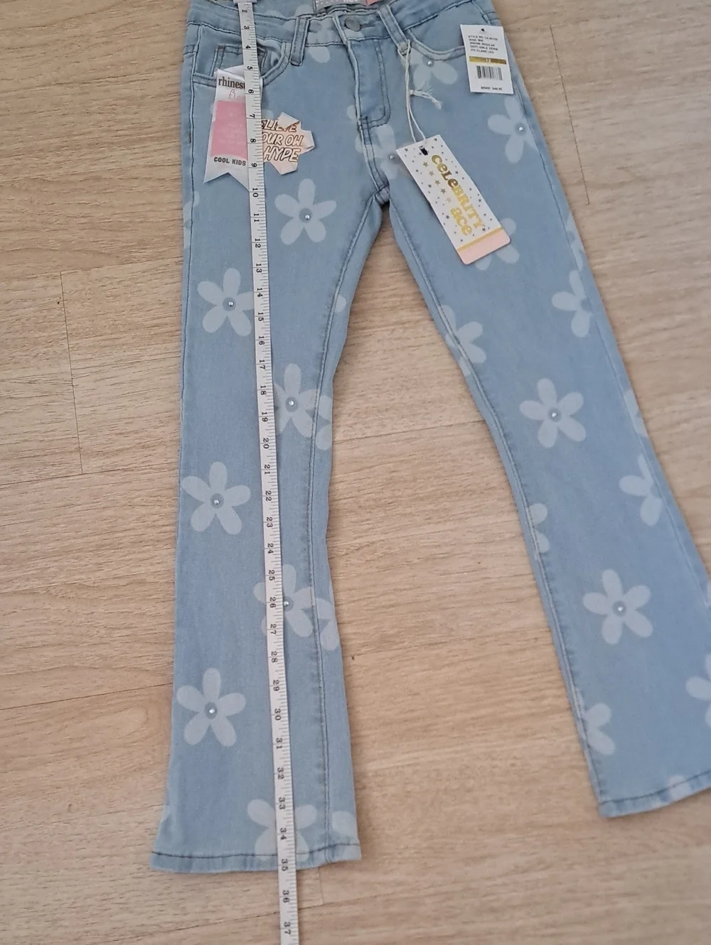 Celebrity Pink Light Blue Floral Bootcut Jeans